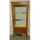A French style rectangular glazed mahogany inlaid display cabinet on four cabriole legs, 173 x 72