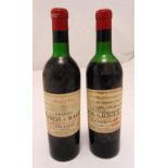 Chateau Lynch-Bages Grand Cru Classe Pauillac Medoc 1967, two 75cl bottles