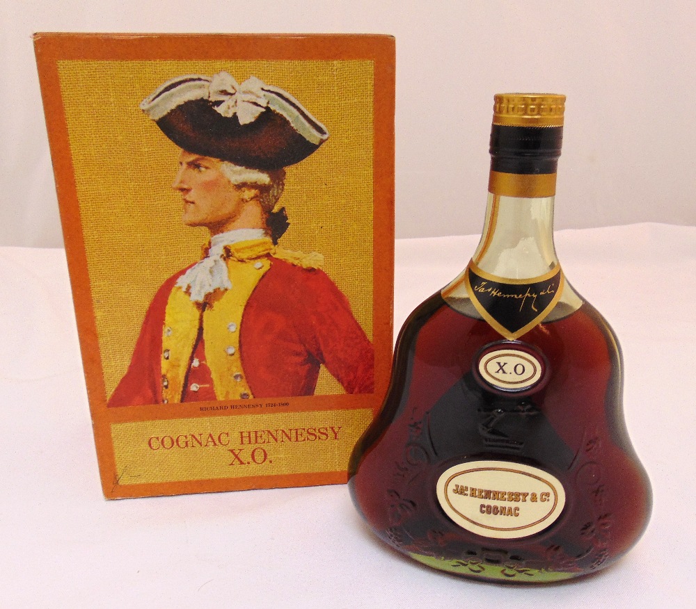 Cognac Hennessy X.O. in fitted presentation packaging 70% proof, 1970 bottling