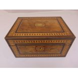 An Edwardian inlaid rectangular jewellery box to include key, 16 x 29.5 x 20.5 cm