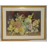 Helen Seddon framed and glazed watercolour still life of flowers, signed bottom right, 52 x 73cm