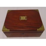 A Victorian rectangular brass bound humidor, the hinged cover revealing a quantity of cigars, 13 x