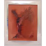 Gerald Davis framed oil on panel abstract, signed bottom left, 24.5 x 19.5cm
