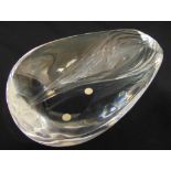 A Lalique pear shaped bowl with stylised wave pattern, marks to the base, 18.5 x 12.5cm, this item