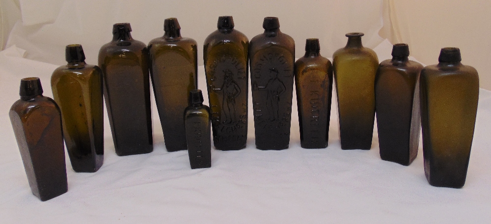 Eleven Dutch gin bottles of various size, tallest 27cm (h)