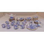 Royal Worcester blue and white chinoiserie style decoration dinner and teaset to include bowls,