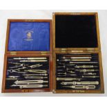 Two cased draftsmans sets one dated 1939 by Aston & Mander & Co and the other by Cox & Coombes dated
