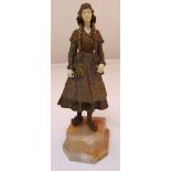 Rene Paul Marquet gilded bronze figurine of a Dutch girl in traditional attire, mounted on an