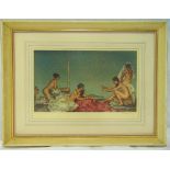 William Russell Flint framed and glazed polychromatic lithographic print titled The Silver Mirror,