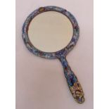 A Cloisonne and brass hand mirror, 19cm