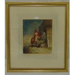 W H Brooke framed and glazed 19th century watercolour of figures overlooking the sea (preliminary