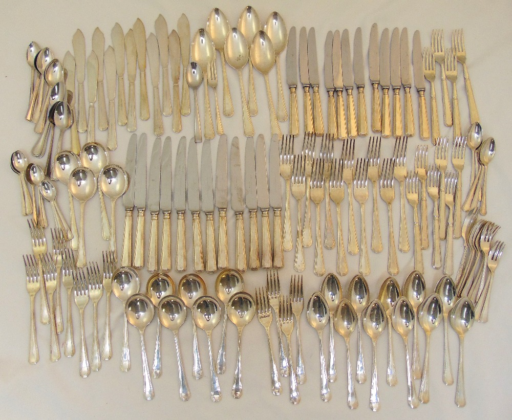 Elkington and Co silver plated flatware tor twelve place settings to include knives, forks and