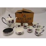 Royal Albert Masquerade coffee set for six place settings to include a coffee pot, cups and saucers,