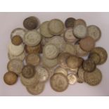 A quantity of pre 1947 silver coins to include half crowns, shillings and sixpences, approx total
