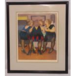 Beryl Cook framed and glazed polychromatic print titled Getting Ready, signed bottom right, 45 x