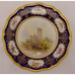 Royal Worcester cabinet plate of Blarney Castle hand painted and signed J. Stinton, marks to the