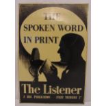 The Listener rectangular printed tin plate sign, 76 x 51cm