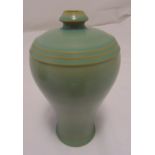 A Chinese Song dynasty Ru ware vase, inverted pear shape, green ground with ribbed decoration,
