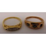 Two 18ct gold rings set with various stones, approx total weight 4.9g