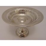 A Victorian hallmarked silver presentation nut dish on raised circular base, Sheffield 1896