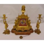 A 19th century French ormolu mantle clock of classical architectural form, the enamel dial with