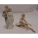 Lladro figurine of a ballet dancer 20cm (w) and a Lladro figurine of a bride and groom 20cm (h), A/