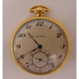 Elgin 18ct gold open face pocket watch with Arabic numerals and subsidiary seconds dial