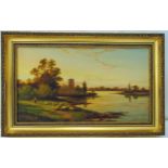 T. Marshall framed oil on canvas titled Goring on the Thames, signed bottom right, 23 x 40.5cm