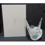 Lalique Sylvie frosted glass flower vase signed to the base in original packaging, 21cm (h)