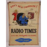 Radio Times rectangular printed tin plate sign, 71 x 51cm