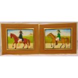 Jacques-Richard Chery two framed oils on panel of military officers on horseback in the naive style,