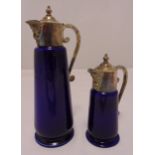 Wade Falstaff ceramic claret jug with silver plated mounts and a matching smaller claret jug,