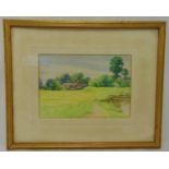 Ethel Kirkpatrick framed and glazed watercolour of a country landscape, signed bottom left, 18x