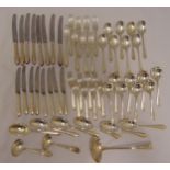 A part canteen of hallmarked silver flatware comprising tablespoons and forks, dessert spoons and
