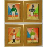 Jacques-Richard Chery four framed oils on panel of military officers in the naive style, signed