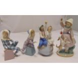 Four Lladro figurines of children in various poses, marks to the bases, tallest 28cm (h)