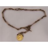 9ct gold Albert chain with sovereign pendant