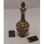 An Israeli white metal spice container of baluster form with pull off cover, a miniature