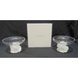 A pair of Lalique Coupe Nogat bowls signed to the bases one in original packaging, 14cm (h)
