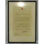 George VI framed and glazed letter dated 27th June 1937