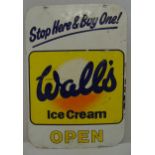 Walls Ice Cream double sided rectangular enamel metal sign, 76 x 53cm