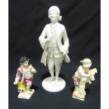 A Vienna blanc de chine Rosen Cavalier, marks to the base and two KPM Berlin Zodiac figurines, marks