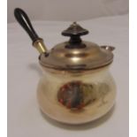 A George IV Scottish hallmarked silver brandy warming pan, baluster form, angled handle and domed