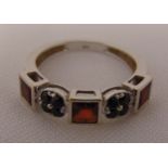 18ct white gold and five coloured stone ring, approx total weight 3.7g