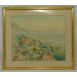 Henry Bouser Wimbush framed and glazed watercolour of a continental landscape with a chateau on a
