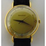 Jaeger leCoultre 18ct gold gentlemans gold wristwatch on replacement leather strap