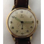 A 9ct gold Tudor gentlemans wristwatch engraved to the reverse BR London Midland Region 45 years