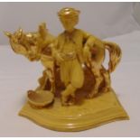 Eichwald porcelain pipe stand in the form of a boy with a horse, marks to the base, 17 x 19cm, A/F
