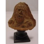 A classical stone bust of a bearded figure on a turned wooden plinth, 13cm (h)