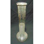A late Victorian cylindrical glass vase with hallmarked silver collar, Chester 1899, 36cm (h)